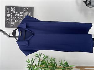 Bol Kesim Cepli Polo Yaka Modal Kumaş Kısa Kol Midi Boy Elbise Lacivert