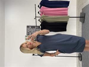 Bol Kesim Cepli Polo Yaka Modal Kumaş Kısa Kol Midi Boy Elbise Antrasit