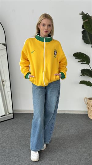 Brasil Forma Baskılı Hırka Sarı