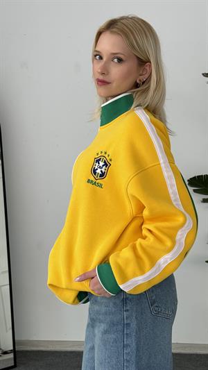 Brasil Forma Baskılı Hırka Sarı
