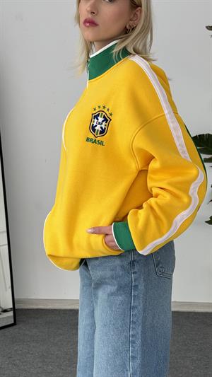 Brasil Forma Baskılı Hırka Sarı