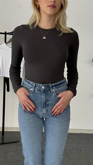 Buzzy Kumaş Uzun Kollu Crop Antrasit 