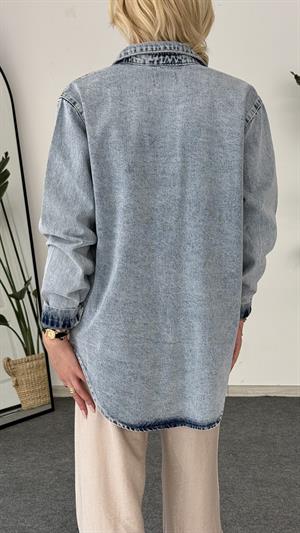 Cep Ve Nakış Detaylı Kot Ceket Kot