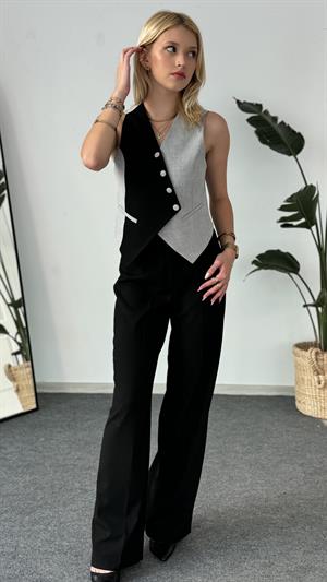 Çift Renk Yelek Siyah