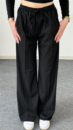 Dokuma Kumaş Lüx Kalite Dökümlü Pantalon Siyah 