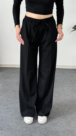 Dokuma Kumaş Lüx Kalite Dökümlü Pantalon Siyah 