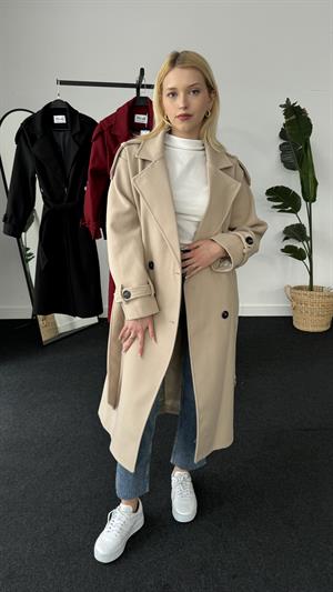 Dört Düğmeli Astarlı Kaşe Kaban Taş 