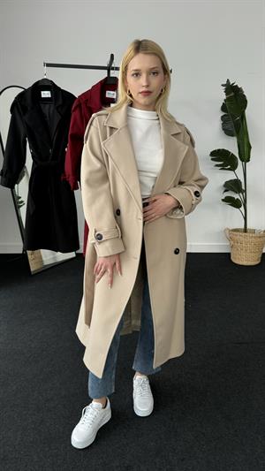 Dört Düğmeli Astarlı Kaşe Kaban Taş 