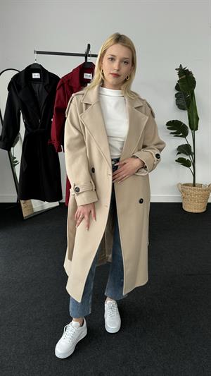 Dört Düğmeli Astarlı Kaşe Kaban Taş 