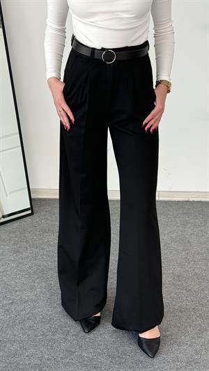 Düğme Detaylı Lux Kalite Kumaş Pantolon Siyah 