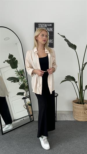 Düşük Omuz Önü Tek Cepli Gömlek Taş