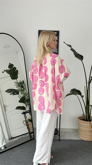 Ekru Desenli Gömlek Pembe