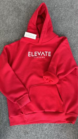 Elevate Baskılı Üç İplik Şardonlu Sweat Kırmızı 