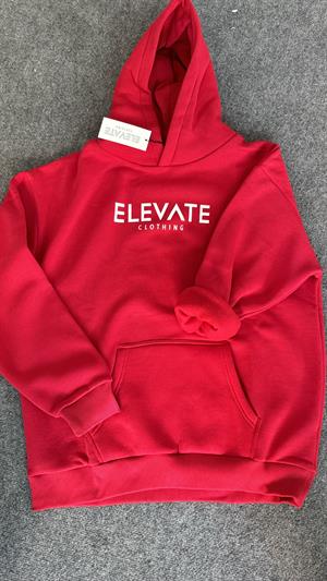 Elevate Baskılı Üç İplik Şardonlu Sweat Kırmızı 