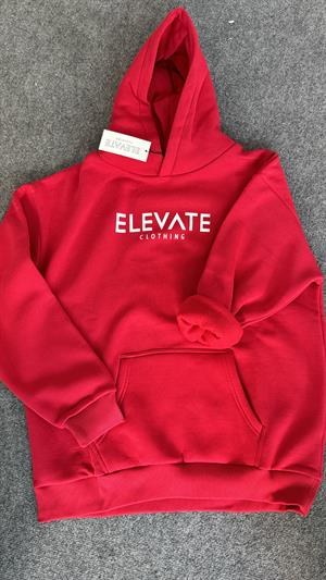 Elevate Baskılı Üç İplik Şardonlu Sweat Kırmızı 