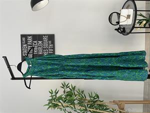 Etnik Desenli Halter Yaka Viskon Elbise Yeşil Mavi