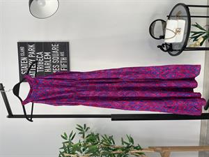 Etnik Desenli Halter Yaka Viskon Elbise Fuşya Saks