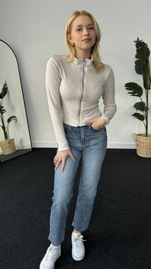 Full Fermuarlı Fitilli Body Taş