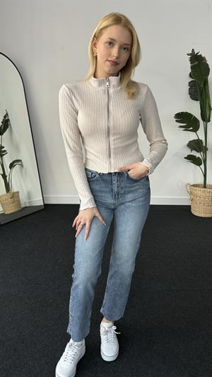 Full Fermuarlı Fitilli Body Taş