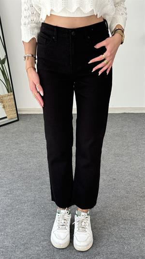 Full Likralı Boru Kesik Paça Pantolon Siyah