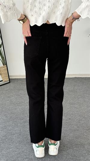 Full Likralı Boru Kesik Paça Pantolon Siyah