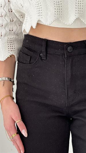 Full Likralı Boru Kesik Paça Pantolon Siyah