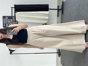 Gabardin Kumaş Bol Paça Palazzo Pantolon Taş 