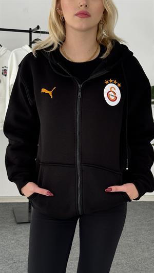Galatasaray Armalı Üç İplik Şardonlu Fermuarlı Sweat Siyah 