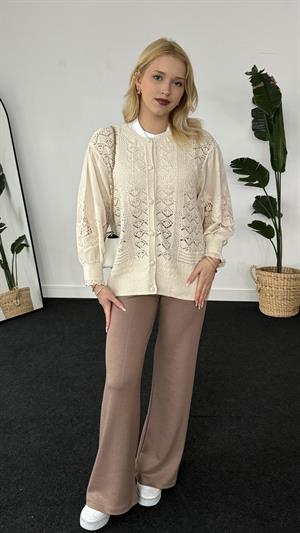 İşleme Detay Hırka Ekru