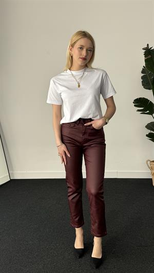 Kaplama Mum Pantolon Bordo 