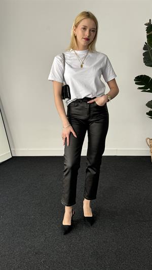 Kaplama Mum Pantolon Siyah