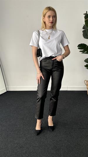 Kaplama Mum Pantolon Siyah