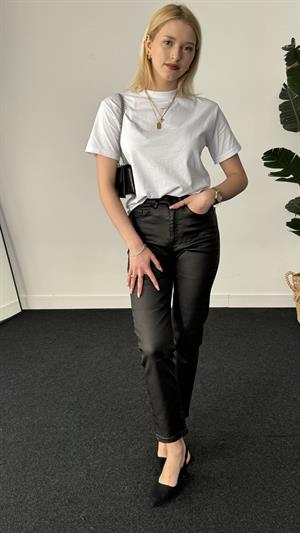 Kaplama Mum Pantolon Siyah