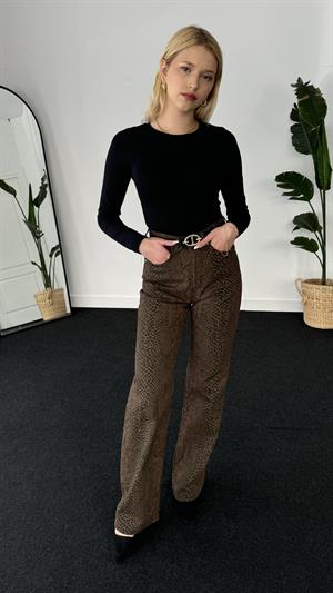 Kaplama Yılan Desenli Jean 