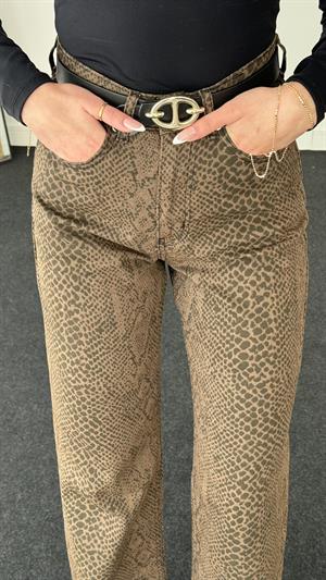 Kaplama Yılan Desenli Jean 