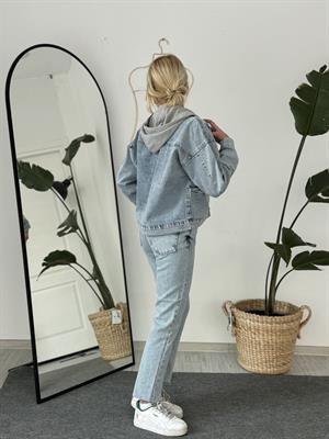 Kapüşonlu Cep Detaylı Kısa Ceket Mavi