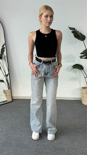 Kar Yıkamalı Bol Paça Jean 