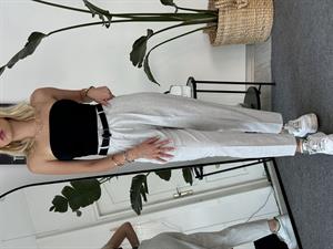 Kendinden Kemerli Krep Kumaş Pantolon Gri