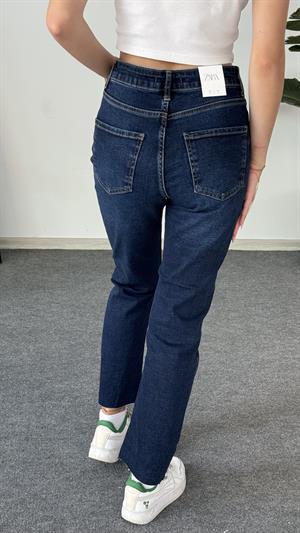 Kesik Paça Full Likralı ZR Kalıp Jean Koyu Lacivert