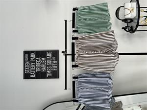 Keten Cepli Beli Lastikli  Çizgili Kısa Şort Kahverengi