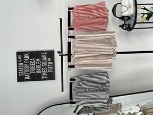 Keten Cepli Beli Lastikli  Çizgili Kısa Şort Açık Kahve