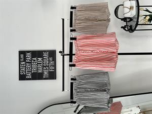 Keten Cepli Beli Lastikli  Çizgili Kısa Şort Kırmızı