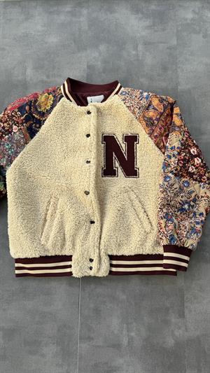 Kolları Desenli Astarlı Kolej Ceketi