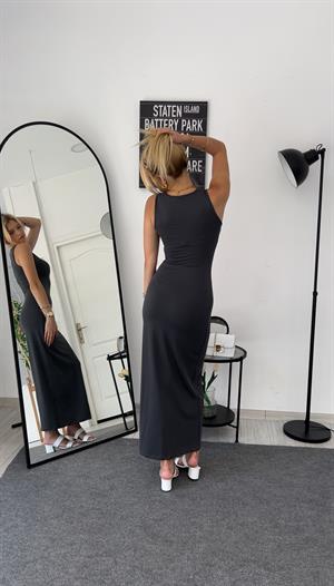 Kolsuz Vücudu Saran Elbise Antrasit