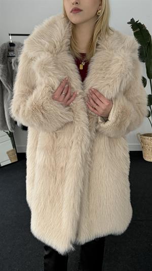 Kruvaze Yaka Suni Kürk Uzun Kemik