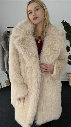 Kruvaze Yaka Suni Kürk Uzun Kemik