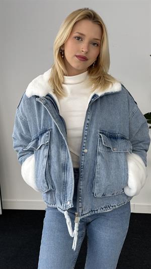 Kürk Detaylı Kot Ceket 