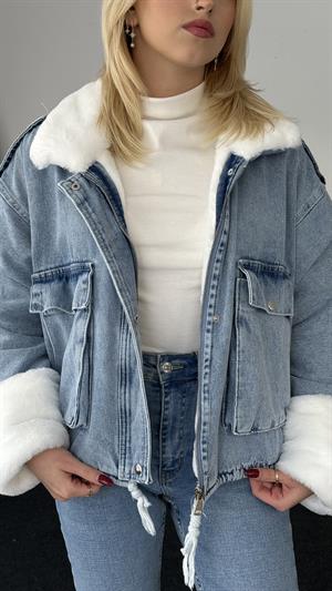 Kürk Detaylı Kot Ceket 