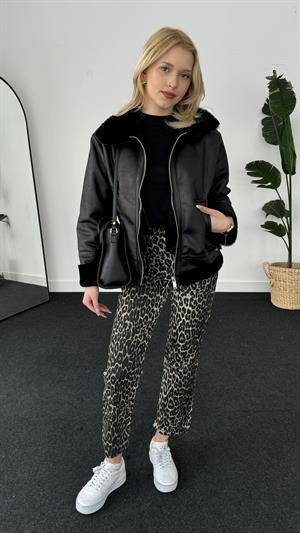 Kürk Lamineli Suni Deri Ceket 