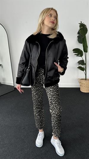 Kürk Lamineli Suni Deri Ceket 